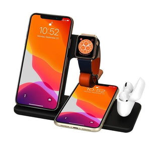 15W Qi Fast Wireless Charger Stand For iPhone 11 XR X 8 Apple Watch 4 in 1 Foldable Charging Dock Station for Airpods Pro iWatch